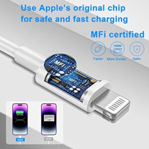 【Apple MFi Certified】 3Pack iPhone 14 13 12 11 Fast Charger,Apple Block USB C Fast Wall Plug with 6ft USB C to Lightning Cable for iPhone14/13/13Pro Max/12/12 Pro Max/11/11Pro Max/XS/XR/X,iPad