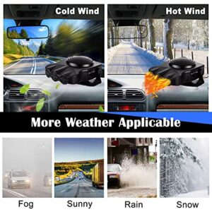 Car Heater Fan, Portable Electronic Auto Fan Heater 12V 150W 2 in 1 Heating/Cooling Function Fast Heating Car Defrost Defogger (Black)