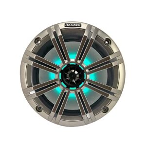 2 Pair (Qty 4) of Kicker 8" 2-Way 300 Watts Max Power Coaxial Marine Audio Multicolor LED Speakers with Silver Grilles, 50-Feet 16-Gauge Speaker Wire