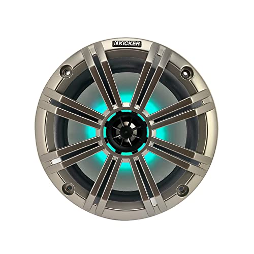 2 Pair (Qty 4) of Kicker 8" 2-Way 300 Watts Max Power Coaxial Marine Audio Multicolor LED Speakers with Silver Grilles, 50-Feet 16-Gauge Speaker Wire