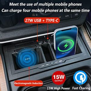 KZICWN New Center Console Car Wireless Charger Tray for Land Rover Defender (2020-2023) All Models,15W Fast Charger for Defender 90 110 130 X/X-DYNAMIC/V8/CARPATHIAN for I-Phone Sam-sung etc Qi Phones