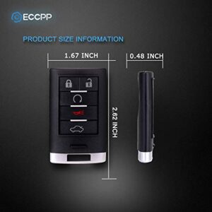 ECCPP 1x Replacement for Uncut Keyless Entry Remote Control Car Key Fob Shell Case for 05-14 Cadillac CTS/STS