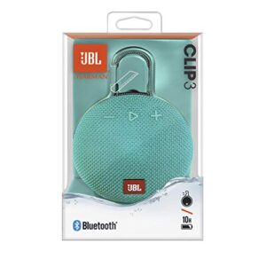 JBL Clip 3, River Teal - Waterproof, Durable & Portable Bluetooth Speaker - Up to 10 Hours of Play - Includes Noise-Cancelling Speakerphone & Wireless Streaming