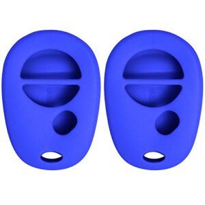 keyless2go replacement for new silicone cover protective case for 3 button remote key fobs with fcc gq43vt20t – blue – (2 pack)
