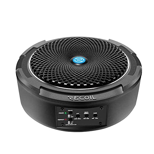 RECOIL SL1708 240 Watt 8" Under-Seat Slim Amplified Car Subwoofer with 99.99% Oxygen Free Copper Installation Wiring Kits