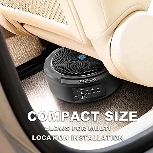 RECOIL SL1708 240 Watt 8" Under-Seat Slim Amplified Car Subwoofer with 99.99% Oxygen Free Copper Installation Wiring Kits