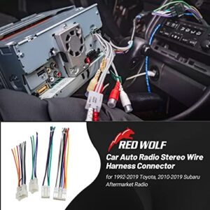 RED WOLF Stereo Harness for 1992-2019 Toyota, 2010-2019 Subaru Aftermarket Radio Wire Harness Female + Male Plug Connector Without JBL System Add Subwoofer Amplifier