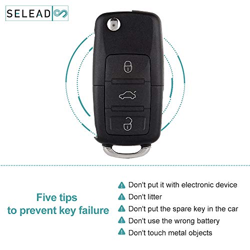 SELEAD Flip Key Fob 4 Buttons Keyless Entry Remote SHELL CASE fit for 2002-2010 for Volkswagen for Golf for Jetta for Passat Antitheft Keyless Entry Systems HLO1J0959753AM 1pc