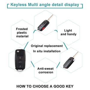 SELEAD Flip Key Fob 4 Buttons Keyless Entry Remote SHELL CASE fit for 2002-2010 for Volkswagen for Golf for Jetta for Passat Antitheft Keyless Entry Systems HLO1J0959753AM 1pc