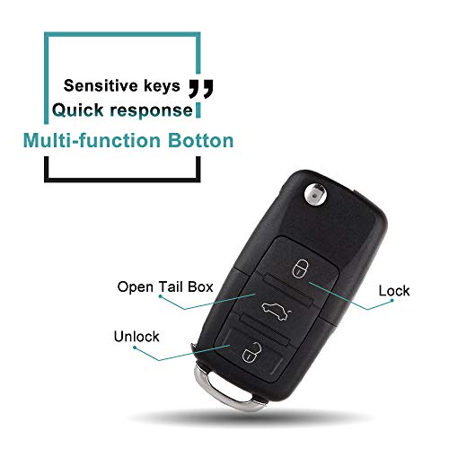 SELEAD Flip Key Fob 4 Buttons Keyless Entry Remote SHELL CASE fit for 2002-2010 for Volkswagen for Golf for Jetta for Passat Antitheft Keyless Entry Systems HLO1J0959753AM 1pc