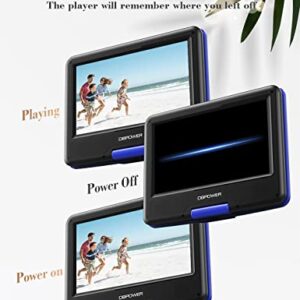 DBPOWER 11.5" Portable DVD Player, 5-Hour Built-in Rechargeable Battery, with 9" Swivel Screen, Support CD/DVD/SD Card/USB, with Remote control, 1.8M Car Charger and Power Adaptor (Blue)