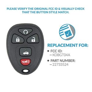 Keyless2Go Replacement for 2 New Keyless Entry Remote Start Car Key Fob for 22733524 KOBGT04A Malibu Cobalt G5 G6 Grand Prix Lacrosse Allure