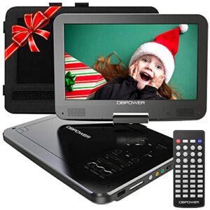 dbpower 12″ portable dvd player with 5-hour rechargeable battery, 10″ swivel display screen and sd/ usb port, with 1.8m car charger, power adaptor and car headrest mount, region free (black)