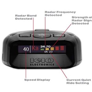 K40 Electronics Platinum100 Portable Radar Detector for Cars and Wireless Remote Control Bundle, GPS, Long Range Detection, OLED Display, Voice Alerts, Advanced False Alert Filtering
