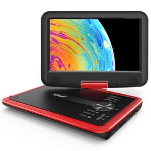 iegeek 11.5″ portable dvd player with sd card/usb port, 5 hour rechargeable battery, 9.5″ eye-protective screen, support av-in / out, region free, red