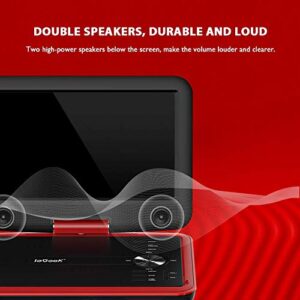 ieGeek 11.5" Portable DVD Player with SD Card/USB Port, 5 Hour Rechargeable Battery, 9.5" Eye-Protective Screen, Support AV-in / Out, Region Free, Red