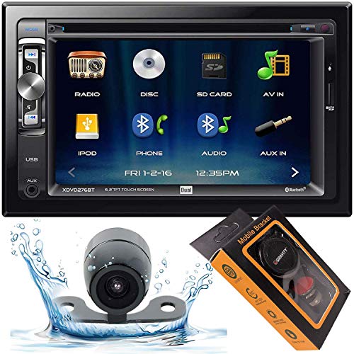 Dual Electronics XDVD276BT 6.2" LCD Touch Screen Double Din Car Stereo with HD Camera + Gravity Magnet Phone Holder Bundle (XDVD276BT+XV20C+GMH)