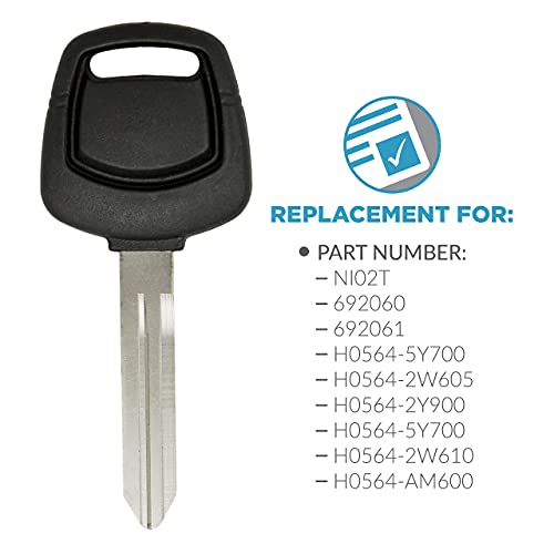 Keyless2Go Replacement for New Uncut Transponder Ignition 4D60 Chip Car Key NI02T (2 Pack)