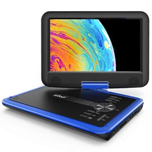 iegeek 11.5″ portable dvd player with sd card/usb port, 5 hour rechargeable battery, 9.5″ eye-protective screen, support av-in/ out, region free, blue