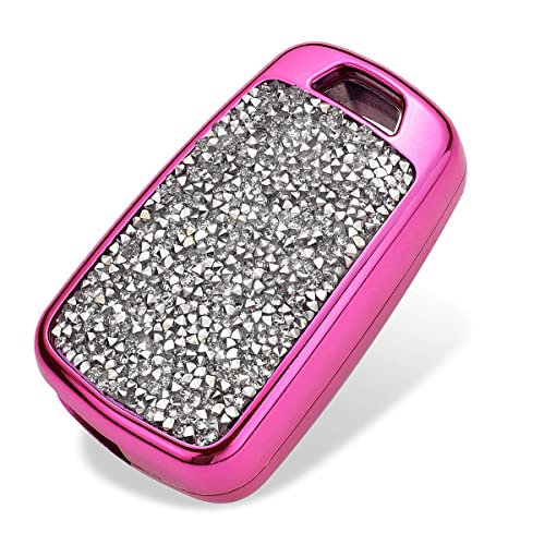 Royalfox(TM) 2 3 4 5 Buttons 3D Bling flip Folding Remote Key Fob case Cover for Chevrolet Chevy Camaro Cruze Equinox Malibu SS Sonic Spark Aveo SAIL 3,Buick Lacrosse Encore GL8 Regal Excelle (Pink)