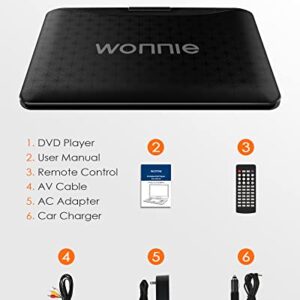 WONNIE 17.9’’ Large Portable DVD/CD Player with 15.6‘’ Swivel Screen, 1366x768 LCD TFT, 6 Hrs 5600mAH Rechargeable Battery, Regions Free, Support USB/SD Card/ Sync TV , High Volume Speaker