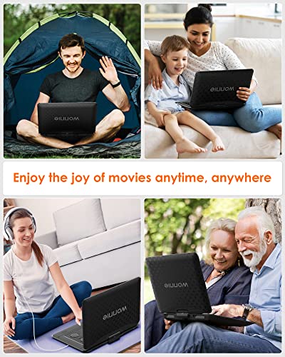 WONNIE 17.9’’ Large Portable DVD/CD Player with 15.6‘’ Swivel Screen, 1366x768 LCD TFT, 6 Hrs 5600mAH Rechargeable Battery, Regions Free, Support USB/SD Card/ Sync TV , High Volume Speaker