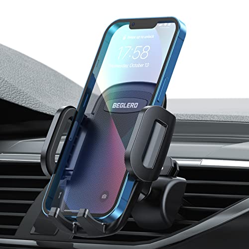 Car Phone Mount, Car Vent Phone Mount with 3-Level Adjustable Vent Clip,360 Degree Rotatable Ball Joint, Silicone Protection, One Button Release Car Phone Holder Compatible with All Cell Phone