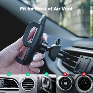 Car Phone Mount, Car Vent Phone Mount with 3-Level Adjustable Vent Clip,360 Degree Rotatable Ball Joint, Silicone Protection, One Button Release Car Phone Holder Compatible with All Cell Phone