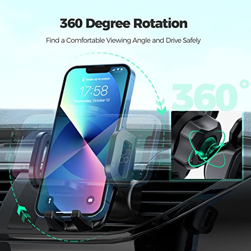 Car Phone Mount, Car Vent Phone Mount with 3-Level Adjustable Vent Clip,360 Degree Rotatable Ball Joint, Silicone Protection, One Button Release Car Phone Holder Compatible with All Cell Phone