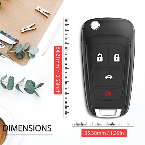 4 Buttons Keyless Entry Flip Car Remote Key Fob Fits for Chevy Equinox, Camaro 2010-2019, Cruze 2011-2016, GMC Terrain 2010-2019, B uick Regal 2011-2017 FCC: OHT01060512 315Mhz (1 Pack)