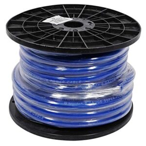 Rockville R0G50BLUE 0 Gauge 50 Foot Spool Blue Car Amp Power+Ground Wire Cable