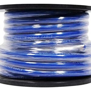 Rockville R0G50BLUE 0 Gauge 50 Foot Spool Blue Car Amp Power+Ground Wire Cable