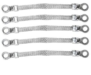 4″ x 1/4″ braided ground straps (1/4″ ring to 1/4″ ring)-5pcs | made in usa