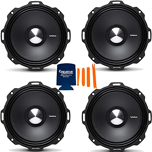 Rockford Fosgate PPS4-6 6.5" 800W 4-Ohm Impedance Mid-Range Car Speakers 4 Pack with Fiber Reinforced Paper Cone and Stamp Cast Aluminum Frame