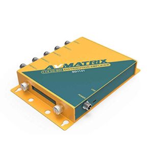 AVMATRIX SD1141 1x4 3G-SDI Reclocking Distribution Amplifier; Automatically Detects SD, HD and 3G-SDI; 4 Buffered and Re-clocked Outputs; 3G/HD/SD-SDI Multi-rate Signal Processing