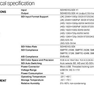 AVMATRIX SD1141 1x4 3G-SDI Reclocking Distribution Amplifier; Automatically Detects SD, HD and 3G-SDI; 4 Buffered and Re-clocked Outputs; 3G/HD/SD-SDI Multi-rate Signal Processing