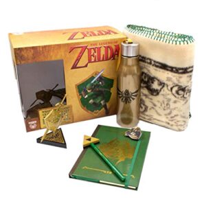 culturefly legend of zelda collector’s box | contains 6 exclusive items including map blanket, link pin, gold hylian shield vinyl and more