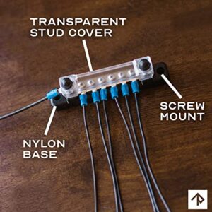 6 Terminal Bus Bar Kit - 150A Bus Bar Block with Cover & Heat Shrink Terminals; Ground Distribution, Power Distribution Terminal Block for Automotive and Marine