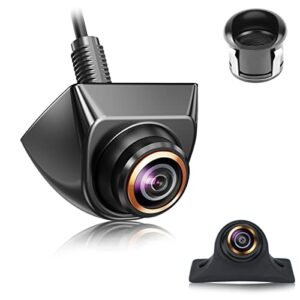 greenyi ahd 720p reverse rear cam backup/front/side view camera with gold rim + hidden/flush mount holder shell