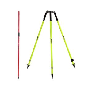 adirpro 2m two-piece gps rover rod (red) & adirpro surveying tripod for prism (green) bundle
