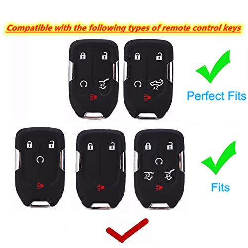 for GMC Key Fob Cover Car Key Shell with Keychain Fit for GMC Acadia Terrain Yukon Chevrolet Chevy Suburban Tahoe (5 Buttons)