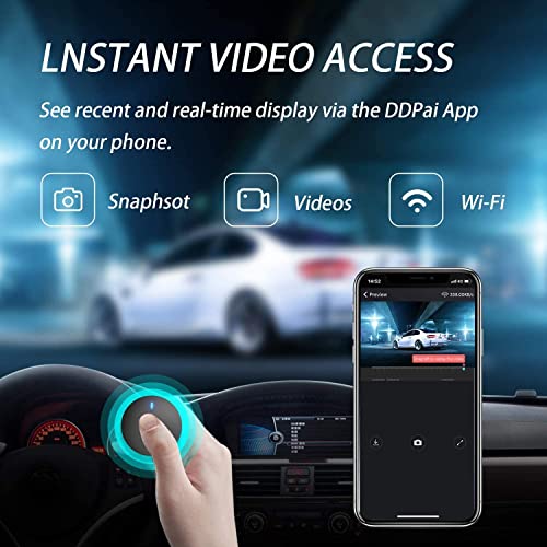 DDPAI Mini3 Dash Cam 1600P, 2K Front Dash Cam Recorder Dashboard 2560x1600P, Front Dashboard Camera for Car DVR Recorder 32GB eMMC Storage |WiFi & App|Night Vision, Parking Mode, Super Capacitor