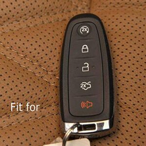 2Pcs Car Remote Key Cover Fob Silicone Outer Case for Ford Edge Escape Explorer Focus Lincoln MKS MKT MKX MKZ Keyless Entry Smart Remote Outer Casing Shell Jacket Protector 5 Buttons (Black+Black)