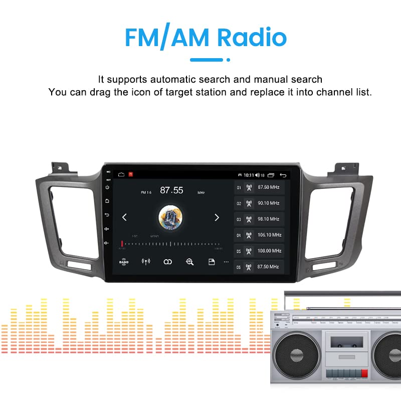 Car Radio Stereo for Toyota RAV4 2013-2018, Biorunn Android 11 10.1 Inch Octa Core Car GPS Navi Wireless Carplay Android Auto Head Unit IPS Touchscreen BT FM AM RDS DSP, 4GB RAM 64GB ROM