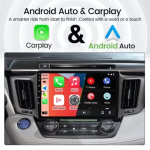 Car Radio Stereo for Toyota RAV4 2013-2018, Biorunn Android 11 10.1 Inch Octa Core Car GPS Navi Wireless Carplay Android Auto Head Unit IPS Touchscreen BT FM AM RDS DSP, 4GB RAM 64GB ROM