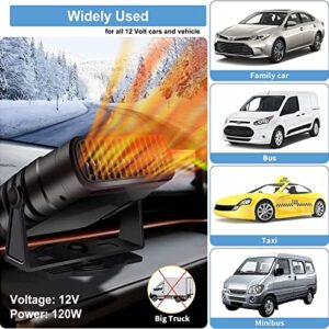 Car Heater Defroster, 2 in 1 Auto Car Windshield Heater Cooling Fan 12 Volt 120W Auto Defogger 360° Rotatable Heating Defrost