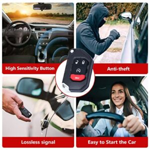 Aichiyu 3+1 Buttons Flip Smart Remote Key Fob Replacement Fits for Jeep Wrangler 2018-2022 Gladiator 2019-2022, FCC ID: OHT1130261, P/N: 68416784AB , 68416784AA , 68416784