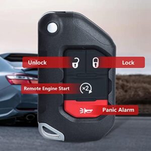 Aichiyu 3+1 Buttons Flip Smart Remote Key Fob Replacement Fits for Jeep Wrangler 2018-2022 Gladiator 2019-2022, FCC ID: OHT1130261, P/N: 68416784AB , 68416784AA , 68416784