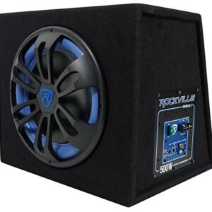 Rockville RVB12.1A 12 Inch 500W Active Powered Car Subwoofer+Sub Enclosure Box