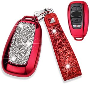 royalfox(tm) 3 4 buttons 3d bling diamond fashion smart remote key fob case cover for subaru outback forester crosstrek ascent brz wrx legacy impreza sti with bling keychain (red)